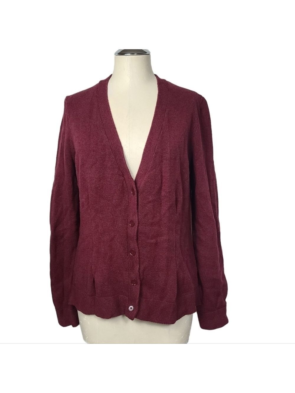 Cabi Catch Garnet Button Down Cotton Cardigan L